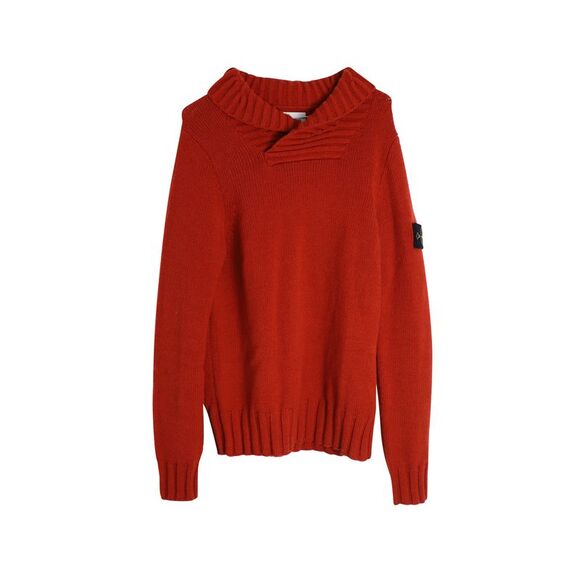 Stone Island Shawl Collar Sweater in Red Wool